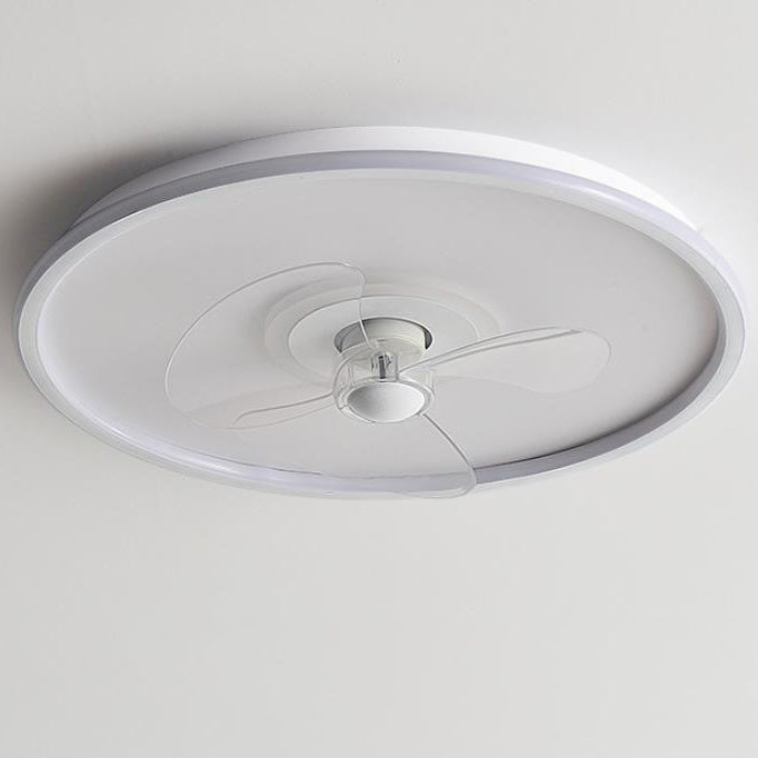 Sleek Modern Acrylic Round LED Flush-Mount Ceiling Fan with Integrated Light