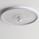 Sleek Modern Acrylic Round LED Flush-Mount Ceiling Fan with Integrated Light