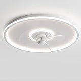 Sleek Modern Acrylic Round LED Flush-Mount Ceiling Fan with Integrated Light