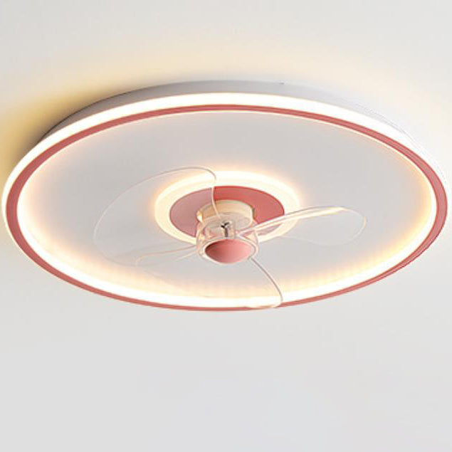 Sleek Modern Acrylic Round LED Flush-Mount Ceiling Fan with Integrated Light