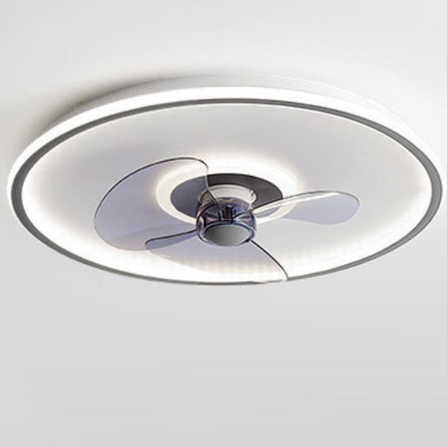 Sleek Modern Acrylic Round LED Flush-Mount Ceiling Fan with Integrated Light