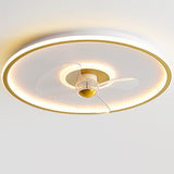 Sleek Modern Acrylic Round LED Flush-Mount Ceiling Fan with Integrated Light