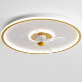 Sleek Modern Acrylic Round LED Flush-Mount Ceiling Fan with Integrated Light