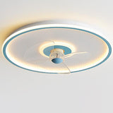 Sleek Modern Acrylic Round LED Flush-Mount Ceiling Fan with Integrated Light