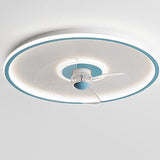 Sleek Modern Acrylic Round LED Flush-Mount Ceiling Fan with Integrated Light