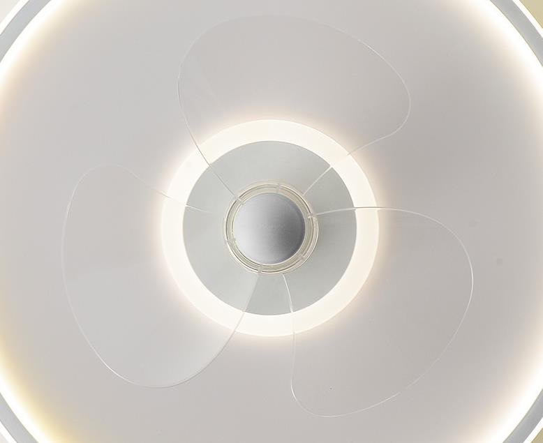 Sleek Modern Acrylic Round LED Flush-Mount Ceiling Fan with Integrated Light
