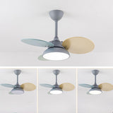 Simple Colorful Round Leaf Ceiling Fan for Kids with Light and Downrod