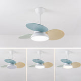 Simple Colorful Round Leaf Ceiling Fan for Kids with Light and Downrod