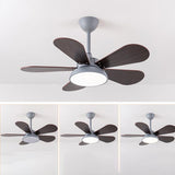 Simple Colorful Round Leaf Ceiling Fan for Kids with Light and Downrod