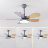 Simple Colorful Round Leaf Ceiling Fan for Kids with Light and Downrod