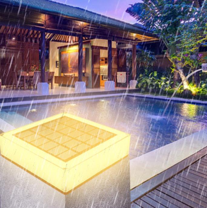 Modern Solar Flat-Square Fence Post Light - Waterproof Landscape Lighting