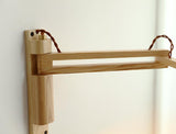 Nordic Milk-White Striped Glass and Walnut 1-Light Wall Sconce with Retractable Arm