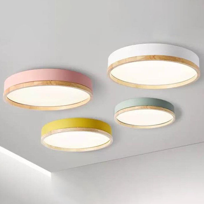Elegant Macaron-Style Round Acrylic LED Flush-Mount Ceiling Light