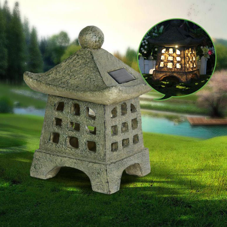 Solar Pagoda Resin Garden Light - Outdoor Lawn Decorative Landscape Lighting