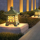 Solar Pagoda Resin Garden Light - Outdoor Lawn Decorative Landscape Lighting