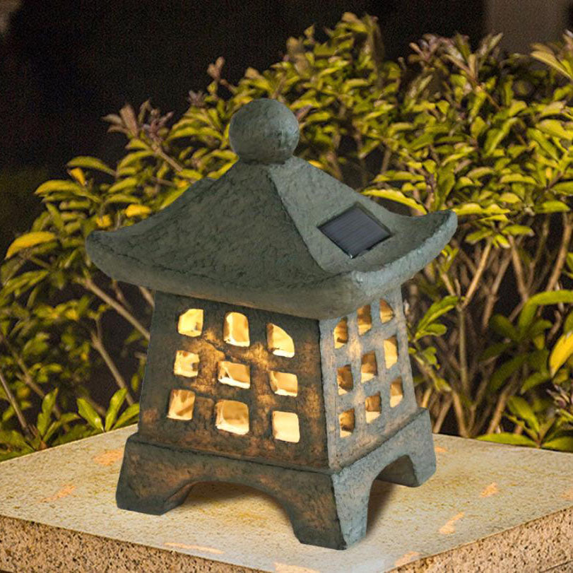Solar Pagoda Resin Garden Light - Outdoor Lawn Decorative Landscape Lighting
