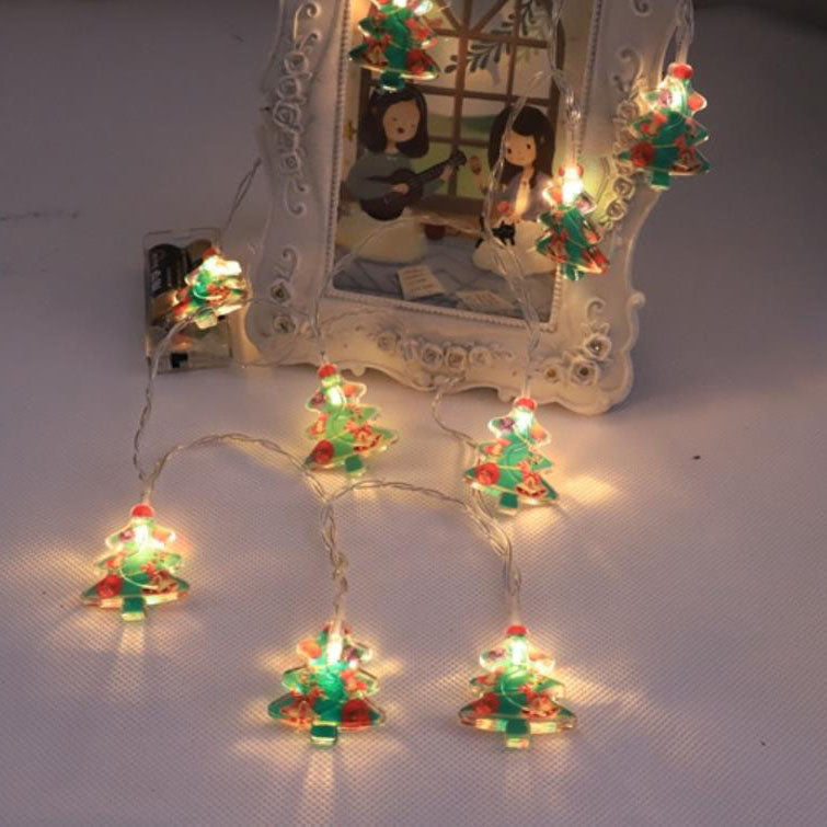 Festive Santa Claus LED String Lights - Battery-Operated Christmas Decor