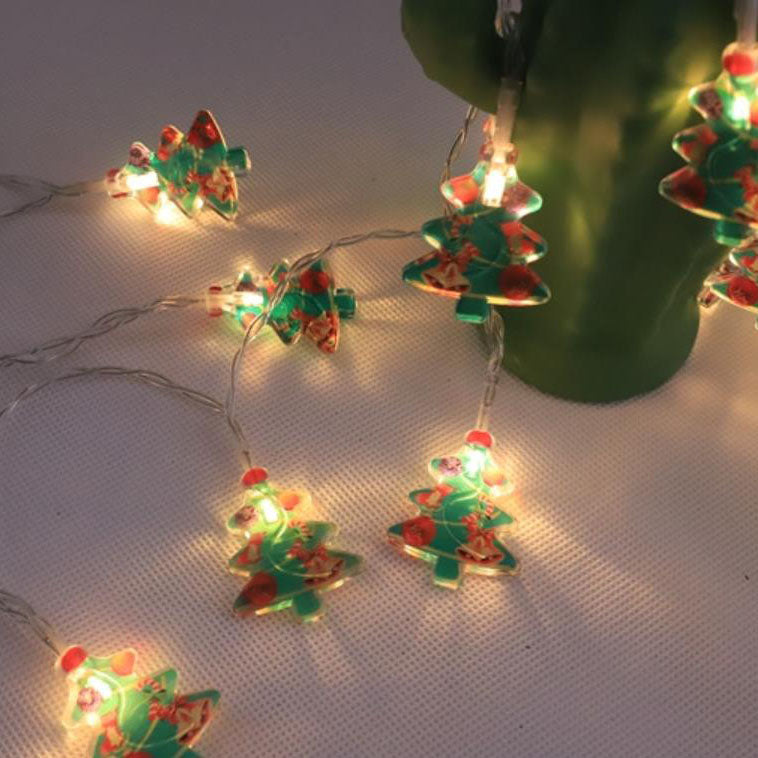 Festive Santa Claus LED String Lights - Battery-Operated Christmas Decor