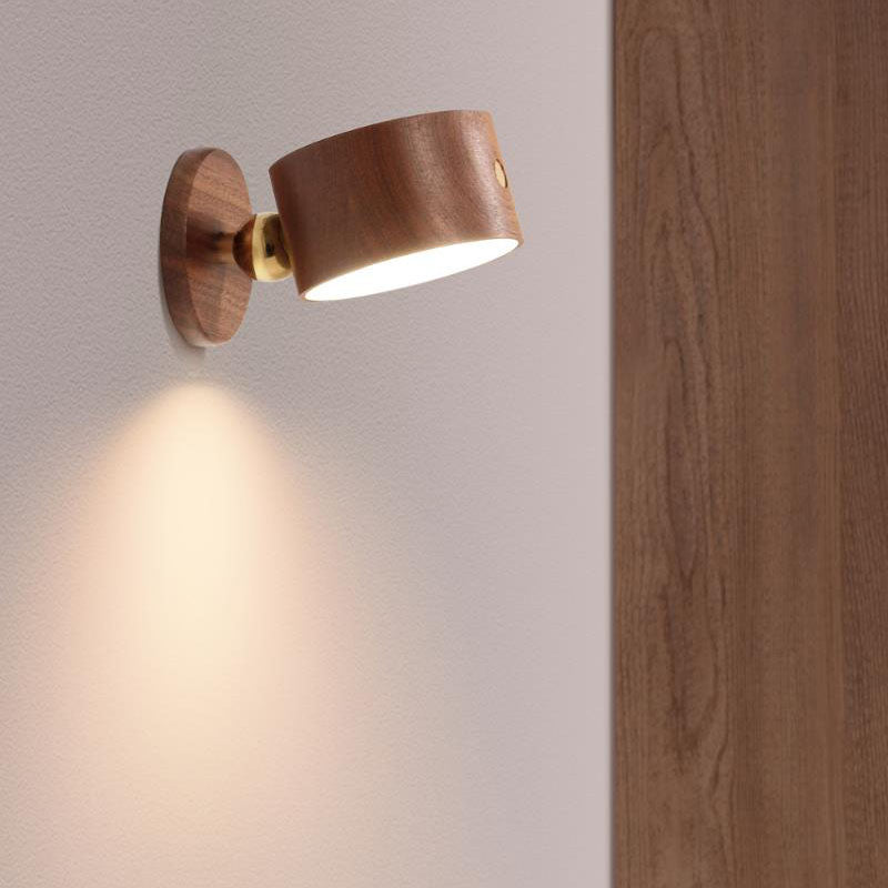 Minimalist Wooden USB Rechargeable Touch Night Light — Magnetic LED Wall Sconce Lamp