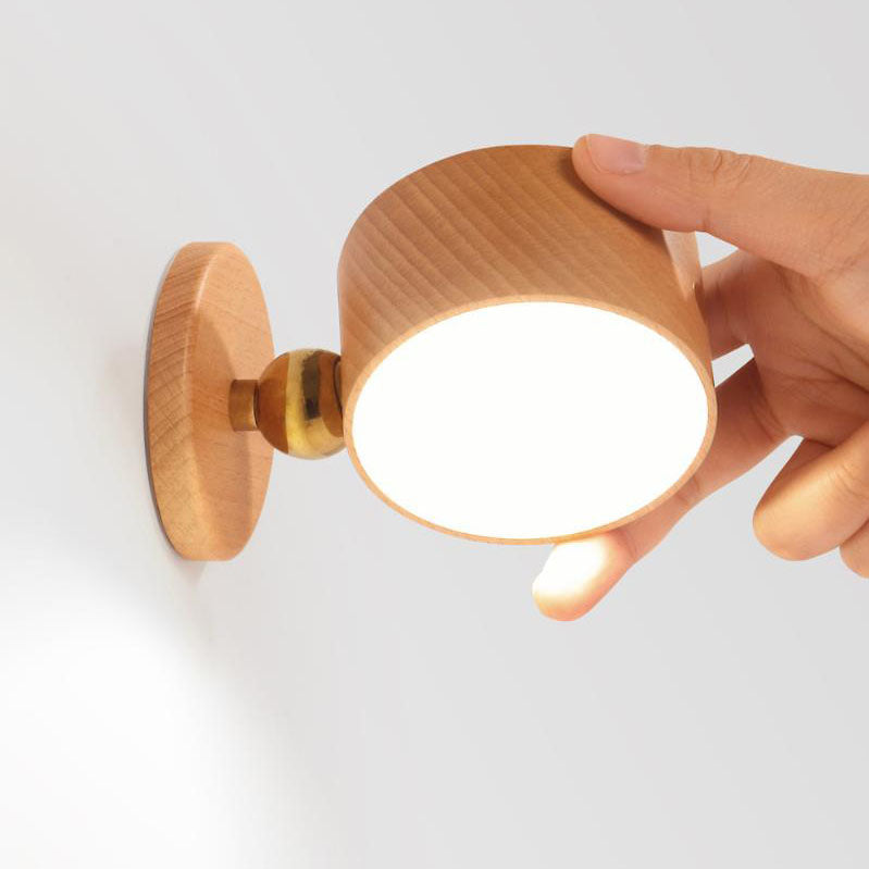Minimalist Wooden USB Rechargeable Touch Night Light — Magnetic LED Wall Sconce Lamp