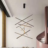 Nordic Luxury LED Chandelier in Iron & Aluminum with Geometric Line Design