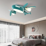 Nordic-Style Kids Cartoon Airplane LED Flush Mount Ceiling Light - Wrought Iron