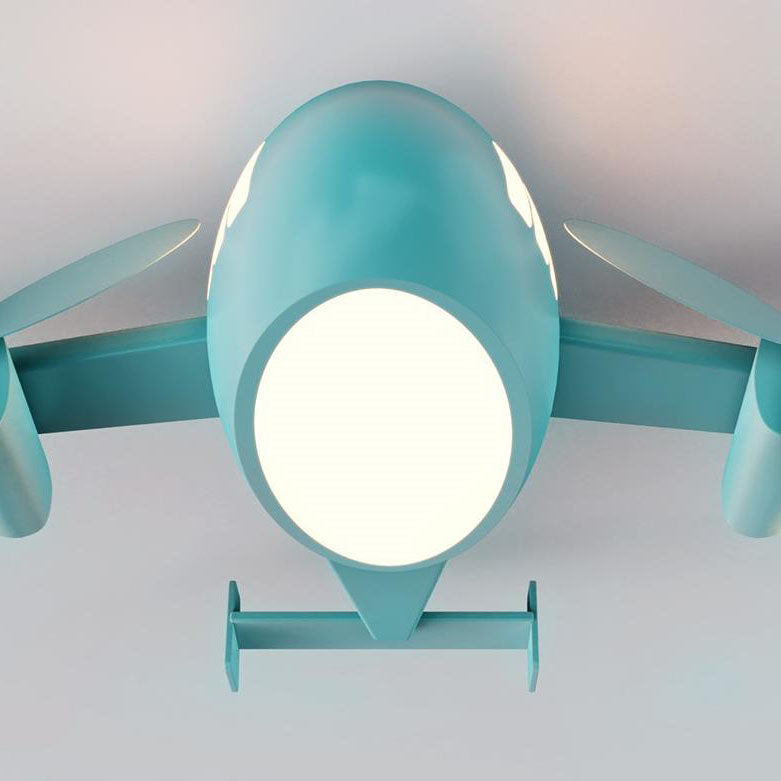 Nordic-Style Kids Cartoon Airplane LED Flush Mount Ceiling Light - Wrought Iron