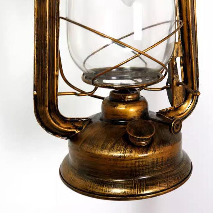 European Vintage Simple Lantern Floor Lamp with Marble Tabletop - Iron & Wood, 1-Light