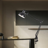 Modern Minimalist Retractable Long-Arm Clip Table Lamp – Iron & ABS, 1-Light Bedside Bedroom Lamp