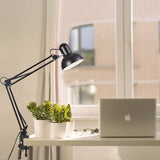 Modern Minimalist Retractable Long-Arm Clip Table Lamp – Iron & ABS, 1-Light Bedside Bedroom Lamp
