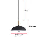 Modern Metal and Wood Dome Pendant Light — 1-Light, Wooden Top