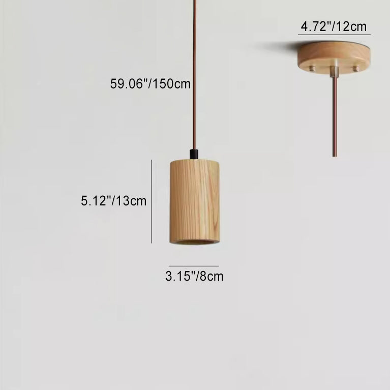 Minimalist Wooden Cylinder Pendant Light - 1-Light, Compact & Stylish