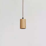Minimalist Wooden Cylinder Pendant Light - 1-Light, Compact & Stylish
