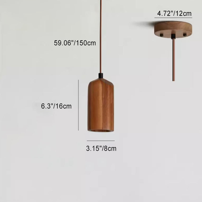 Minimalist Wooden Cylinder Pendant Light - 1-Light, Compact & Stylish