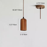 Minimalist Wooden Cylinder Pendant Light - 1-Light, Compact & Stylish