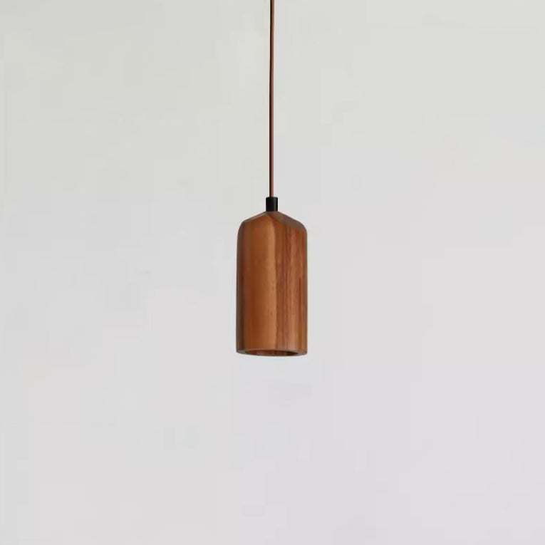 Minimalist Wooden Cylinder Pendant Light - 1-Light, Compact & Stylish