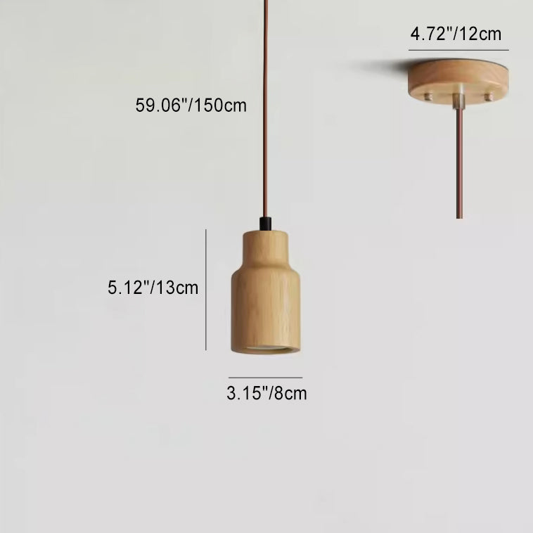 Minimalist Wooden Cylinder Pendant Light - 1-Light, Compact & Stylish