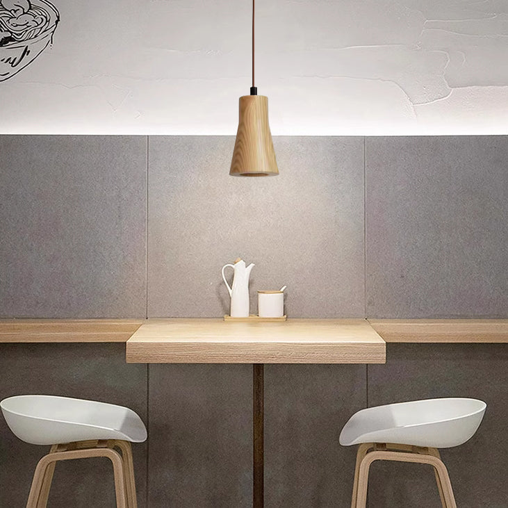 Minimalist Wooden Cylinder Pendant Light - 1-Light, Compact & Stylish