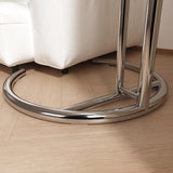 Modern Minimalist Round Side Table with Tempered Glass Top and Stainless Steel Frame, Extendable for Living Room