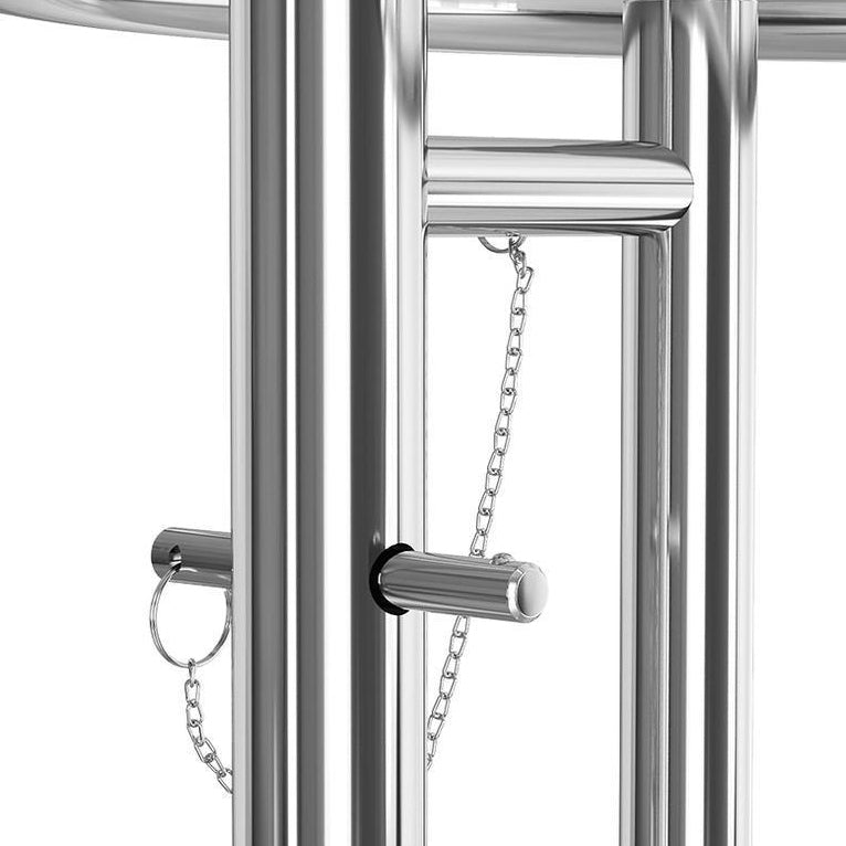 Modern Minimalist Round Side Table with Tempered Glass Top and Stainless Steel Frame, Extendable for Living Room
