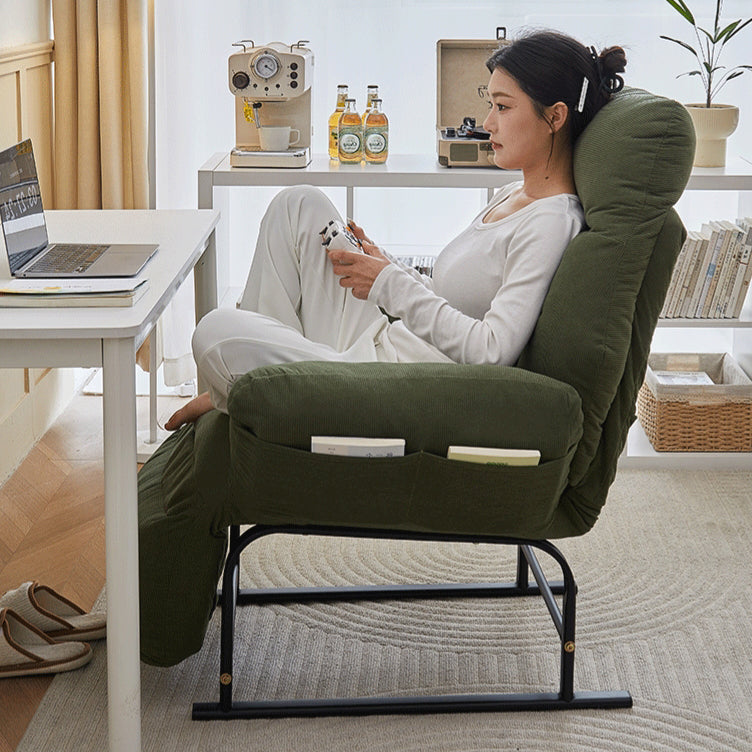 Modern Simplicity Corduroy Cotton Sponge Footrest – Adjustable Square Recliner with Iron & Carbon Steel Frame for Bedroom
