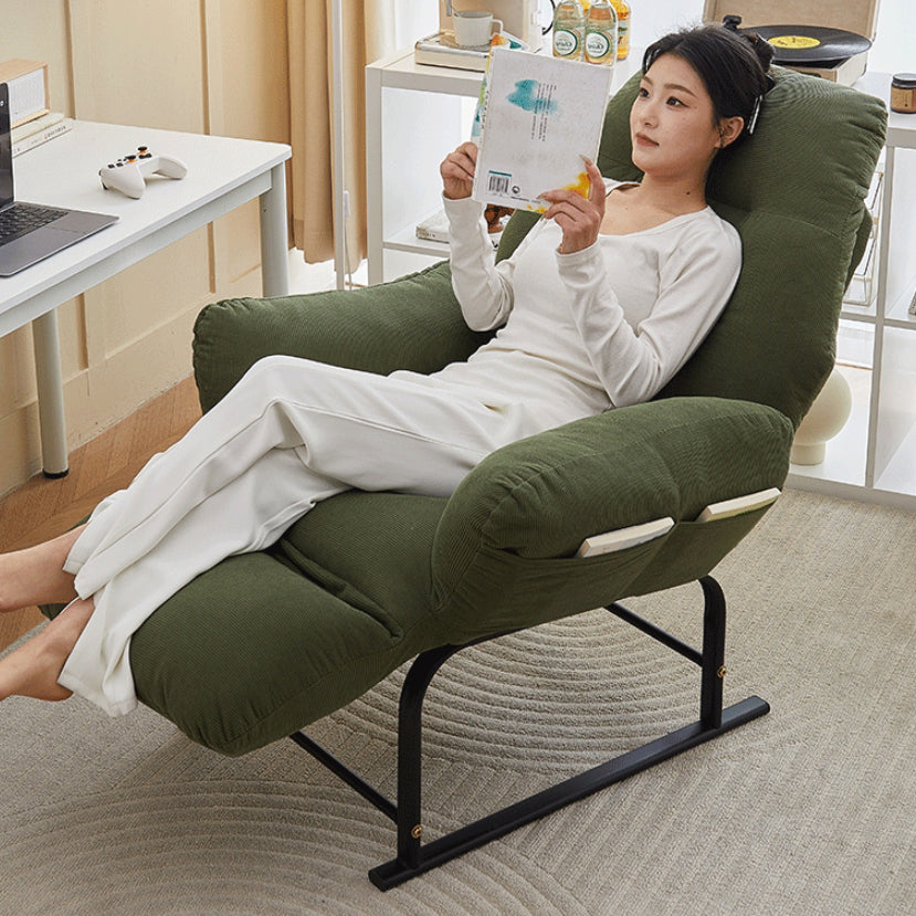 Modern Simplicity Corduroy Cotton Sponge Footrest – Adjustable Square Recliner with Iron & Carbon Steel Frame for Bedroom
