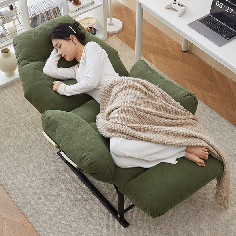 Modern Simplicity Corduroy Cotton Sponge Footrest – Adjustable Square Recliner with Iron & Carbon Steel Frame for Bedroom