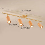 Nordic Minimalist Walnut Wood LED Track Spotlight — Linear Ceiling Light (1–4 Lights), Semi-Flush Mount