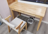 Sleek Modern Minimalist Solid Wood Rectangular Desk with Half-Drawer for Home Office