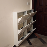 Modern Minimalist Steel Slim Rectangular Shoe Storage with Flip Drawers — 3/4-Tier Entryway Organizer