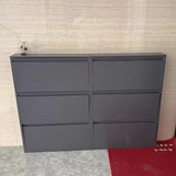 Modern Minimalist Steel Slim Rectangular Shoe Storage with Flip Drawers — 3/4-Tier Entryway Organizer