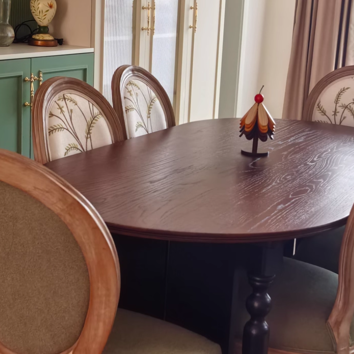 Elegant Traditional European Velvet Dining Chair with Curved Distressed Wood Frame and Round Back for Dining Room