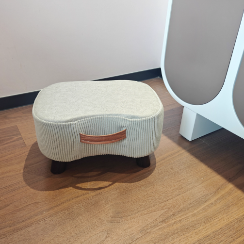 Contemporary Nordic Cuboid Footstool – Portable, Backless & Armless with Flannelette Tech Fabric on Solid Wood for Living Room