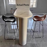 Modern Scandinavian PU Leather & Iron Triangle Bar Stool with Backrest and Footrest for Kitchen & Bar